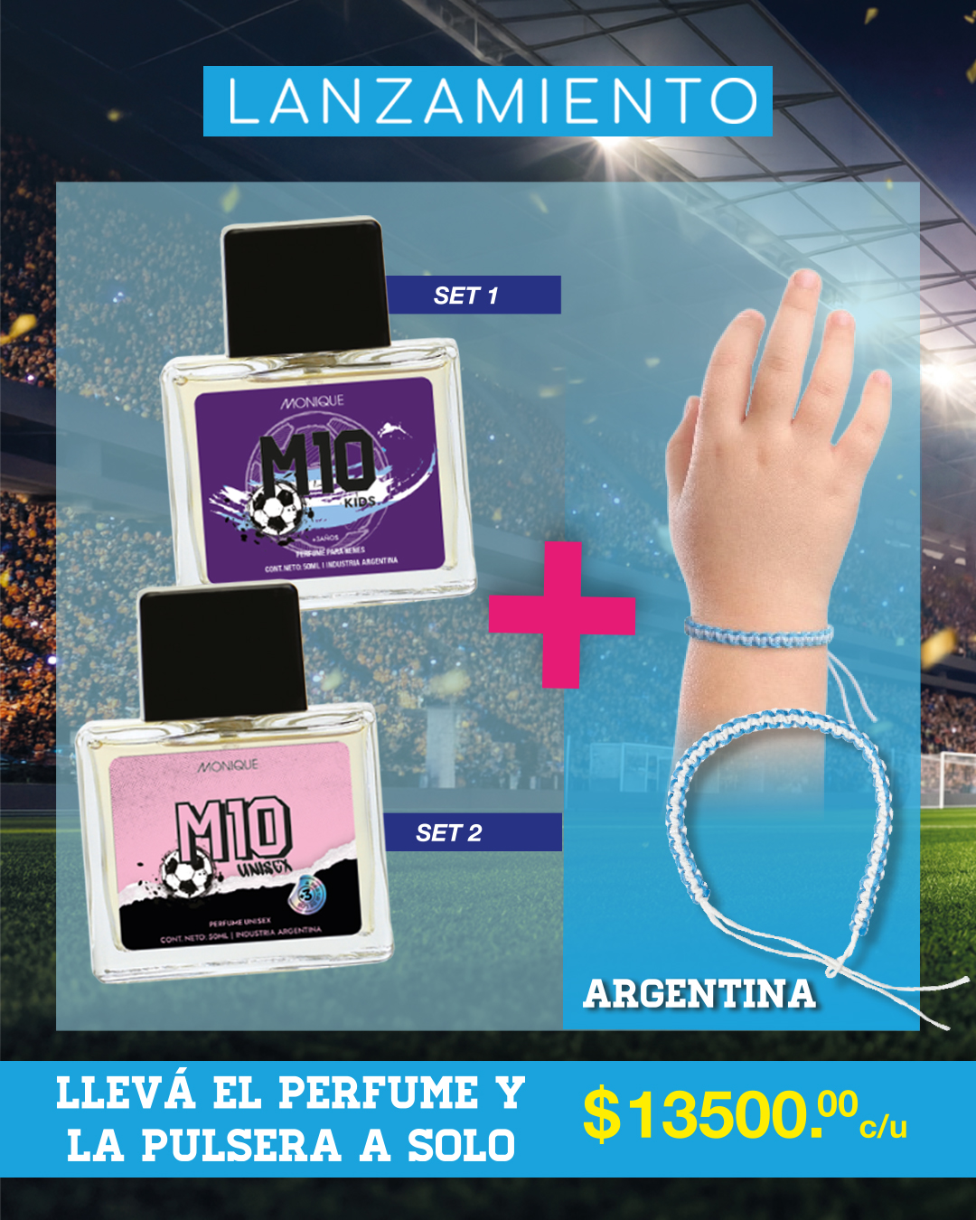 Set M10 + M10 Unisex + Pulsera de Argentina