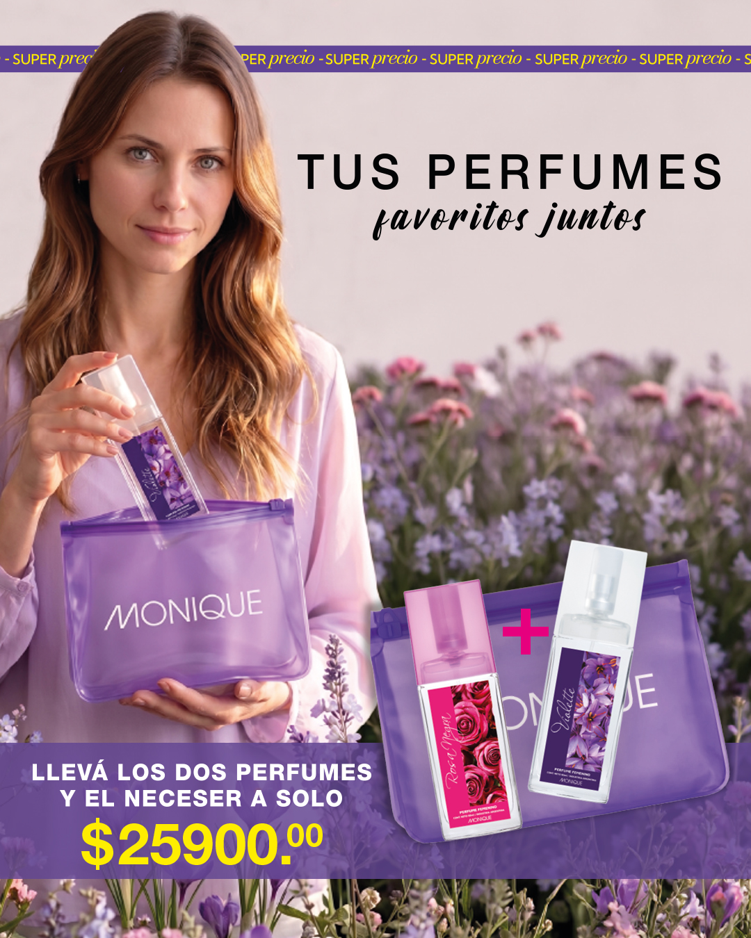 oferta neceser con rosa negra y violette