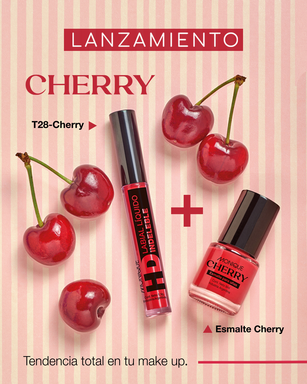 Labial y esmalte cherry